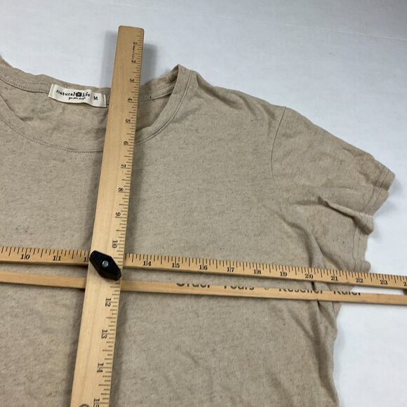 Natural Life Linen T-Shirt Heathered Beige Earthy Short Sleeve Breathable Tee M - Picture 7 of 10